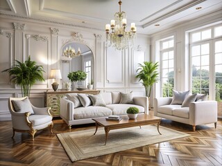 Vintage Style Photography of Modern White Classic Interior for Home Decor Inspiration