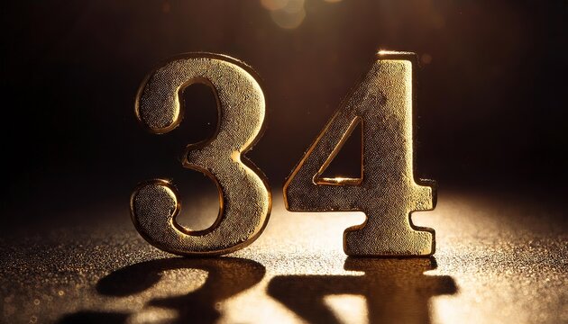 Golden Number 34 Representing Achievement and Success
