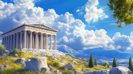 The Vintage Greek Roman temple timeless style beauty and graceful columns inspire artists and reflect a universal pursuit of elegance.