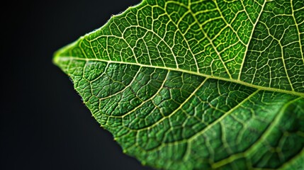 Obraz premium Close-up of a Textured Green Leaf with Veins