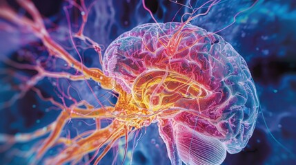 Obraz premium Detailed MRI Scan of Brain with Surrounding Tissue