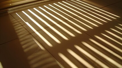 Naklejka premium Morning Sunlight Streaming Through Window Blinds
