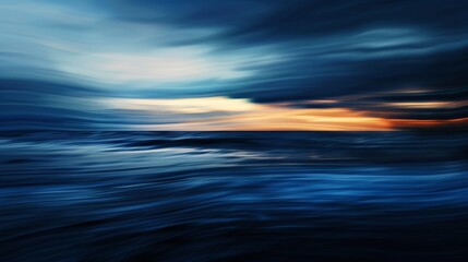 Obraz premium This image captures a breathtaking ocean view at sunset with dramatic swirling clouds, showcasing the vibrant interplay of blues and oranges in a mesmerizing abstract design.