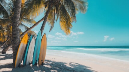 Surfboards on a tropical beach