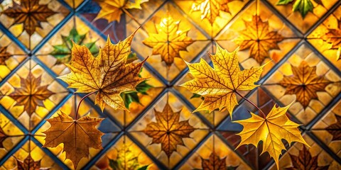 Yellow Autumn Leaves Tiled Pattern for Backgrounds in Architectural Photography