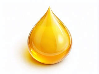 Yellow Oil Drop Isolated on White Background - High-Quality Food Photography for Culinary Uses