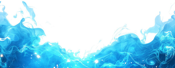 Hot blue fire frame border isolated on white or transparent, PNG, Ai