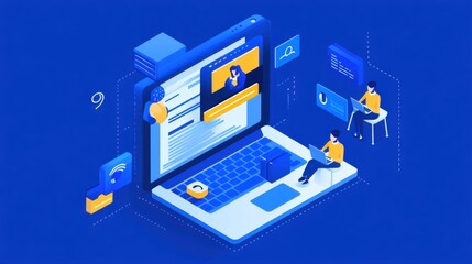 Teacher Hosting Webinar on Laptop with Participants