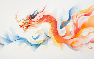 Chinese traditional mascot dragon cartoon illustration art background