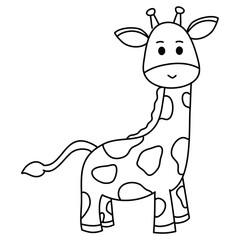 giraffe cartoon illustration in coloring page
