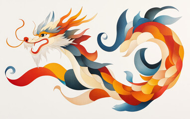 Fototapeta premium Chinese traditional mascot dragon cartoon illustration art background