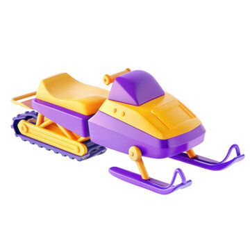 recommend clip art: This image shows a colorful toy snowmobile designed for children, featuring a vibrant purple and yellow color scheme and playful design.