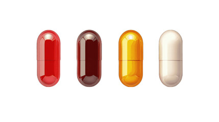 Various collection of colors pills isolated on transparent background