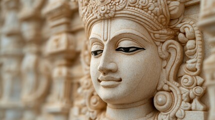 Obraz premium Ancient Temple Carving of Vishnu Detail