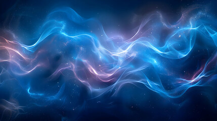 Obraz premium Abstract Background with Blue and Pink Waves and Glowing Particles