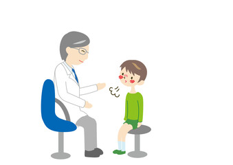 小児科　診察　白背景