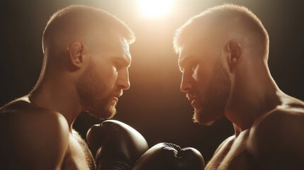 Intense Fighters Locked in Clinch During Match