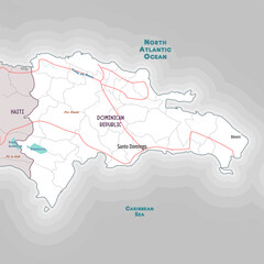 Simple outline map of Dominican Republic coloring page