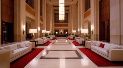 Fototapeta premium Stylish Modern Lobby with Art and Sculptures