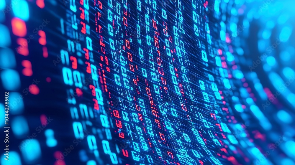 Poster abstract digital data technology grid, an immersive animation featuring a seamless digital grid with