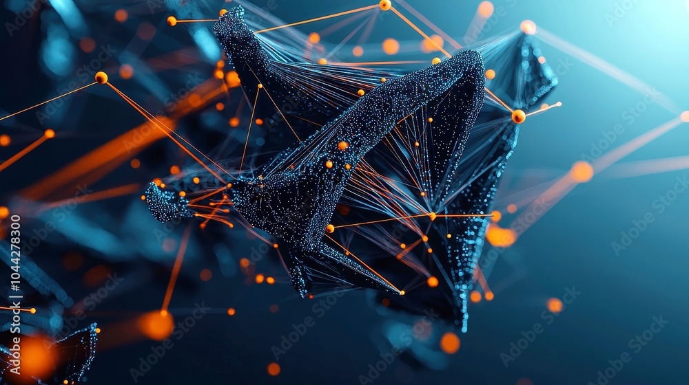 Poster dynamic abstract technology background, a captivating motion display featuring intricate 3d-rendered