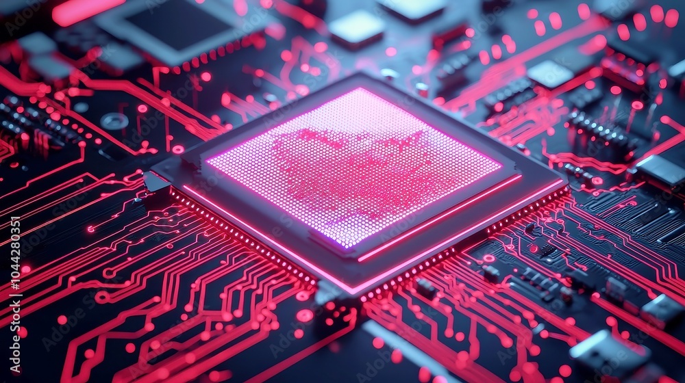 Poster futuristic circuitry visualization, an intricate design showcasing seamless print circuit technology
