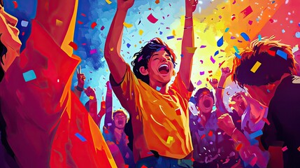 Fototapeta premium Pop Art Poster Festival And Party, Generative AI