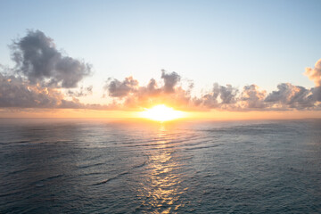Obraz premium Aerial View of the Sunrise Over the Ocean in the Domincan Republic Punta Cana