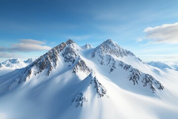 Obraz premium A snowy mountain range with a clear blue sky above