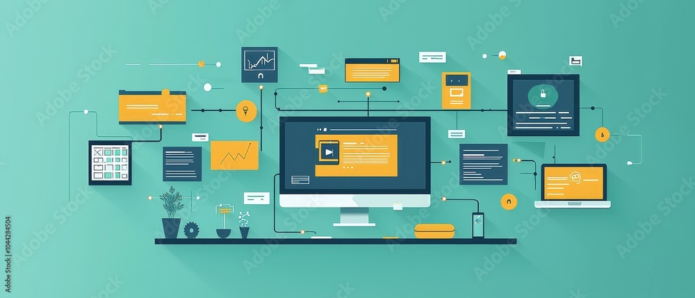 Wall mural flat design project management chart visualization