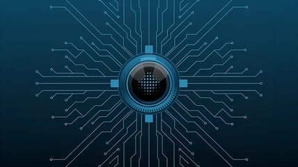 futuristic eye in digital circuitry artificial intelligence and machine learning concept