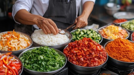 Vibrant Street Food Stall in Bangkok