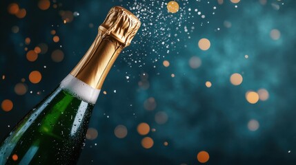 Champagne Cork Popping with Bubbles and Foam Effect