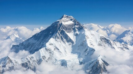 Naklejka premium Majestic Mount Everest Peak Amidst Clouds