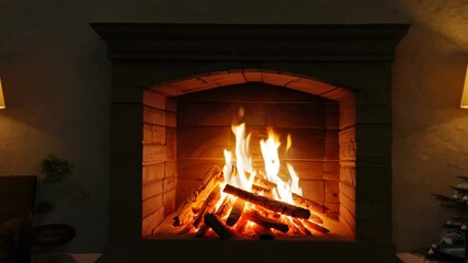 smooth time-lapse Generated looping video virtual Fireplace winter AI house lit background animation generative festive fire greeting loop meditation new year relax snowflake tradition warm window am - Powered by Adobe