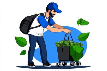 A person helping an elderly neighbor with groceries, symbolizing kindness and care within a community