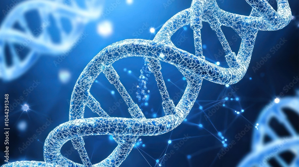 Aufkleber abstract representation of dna with a blue background