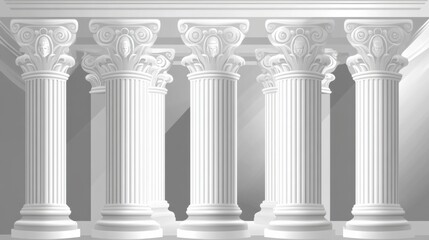 Obraz premium Vector Illustration of a White, Empty Room with Large Columns, Showcasing Modern Interior Design for an Office or Industrial Building