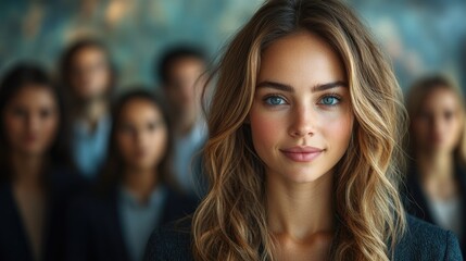 Fototapeta premium A Woman with Long Blonde Hair Looking at the Camera