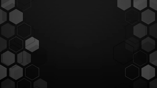 animated digital black hexagon motion background