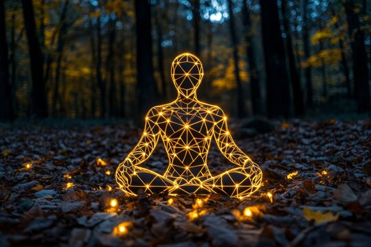 Geometric design of a person sitting cross-legged, representing the calm and clarity found in accepting lifeâ€™s realities