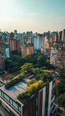 Fototapeta premium Modern Rooftop Garden in Vibrant Cityscape