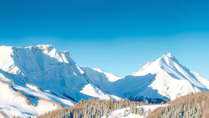 Fototapeta premium 真冬の雪山と快晴の空の風景