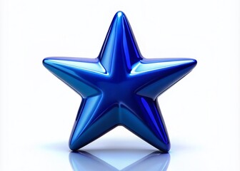 Obraz premium Playful Glossy Blue Star Isolated on White Background, Captivating Silhouette Photography for Creative Projects and