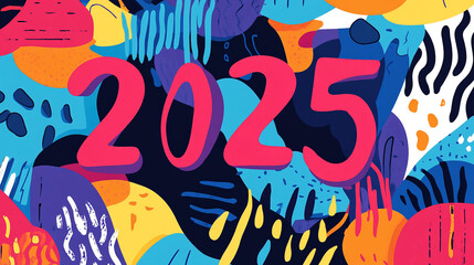 Obraz premium Celebrate the new year 2025. Vibrant 2025 a colorful abstract celebration of the new year and creative expression