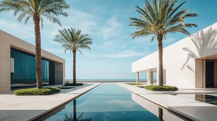 Fototapeta premium Modern Luxurious Villa with Stunning Ocean View