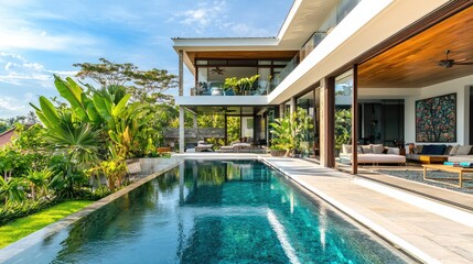 Fototapeta premium Modern Luxurious Villa with Seamless Indoor-Outdoor Flow