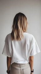 28白いTシャツ　背面　後方　/  White T-shirt Back Rear　Gererated AI