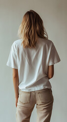 26白いTシャツ　背面　後方　/  White T-shirt Back Rear　Gererated AI