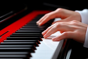 Obraz premium A musician composing on a piano, with inspiration flowing through the melody, their expression deep in focus